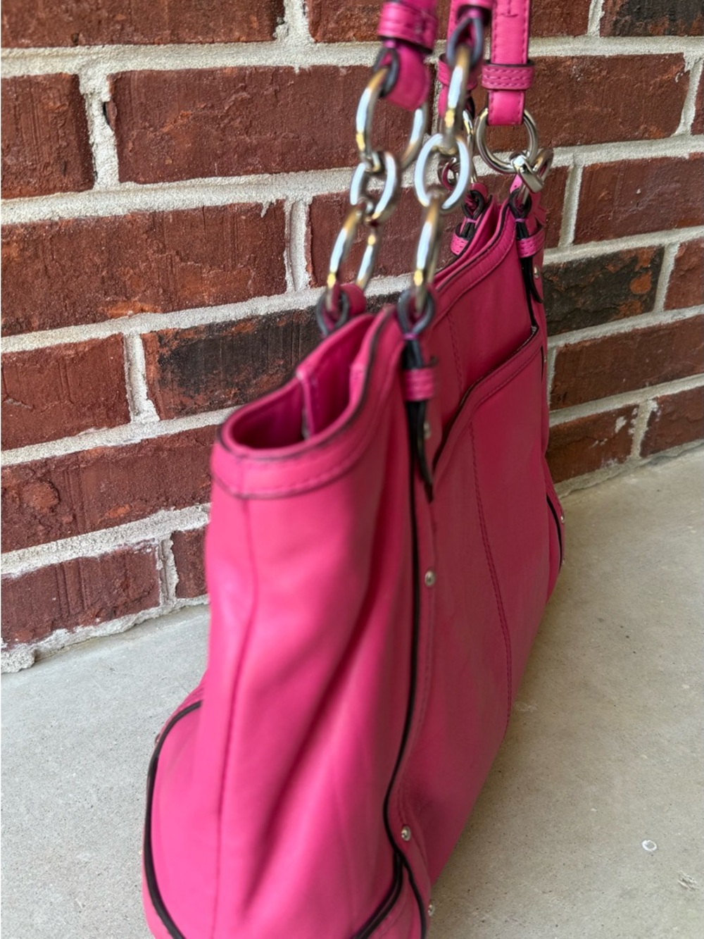 Coach Pink Leather Shoulder Bag - Picture 2 of 16